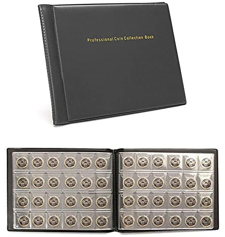 Plastific Coin Album Penny Money Storage Book Case Folder Holder Collection Coin Collection Album Pockets Coin Storage Album Coin Holders for Coin Collectors (Black)