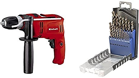 Einhell Schlagbohrmaschine TC-ID 650 E (650 W, Bohrleistung Ø Holz 25 mm, Beton 13mm, Metall 10 mm, Metall-Tiefenanschlag, Gürtelhaken, inkl. 19-tlg. Metallbohrer-Satz)