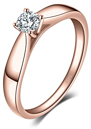 JewelryPalace Zirkonia Förlovningsring Förlovningsring Silver 925 Damer, Solitärring Silverringar Vigselringar Frieri Ringar, Damsmycken Rosegold 54