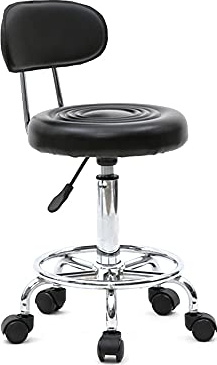 Rolling Swivel Wheels Rotation Bar Stool with Back Adjustable Heavy Duty Drafting Stool Chair for Salon,Medical,Office and Home (Black)