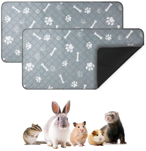 NQEUEPN 2 Uds Alfombra para Jaula de Cobayas, 120x60cm Lavable Absorbido en Agua Almohadillas para Orinar, Alfombra para Mascotas para Animales Pequeños, Conejo, Hámster, Chinchilla, Cobaya