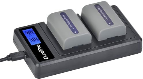 DuraPro 2Pcs NP-FP50 Battery + LCD Dual USB Charger for Sony NP-FP50 NP-FP30 DCR-DVD203E, DCR-DVD205, DCR-DVD205E, DCR-DVD304E, DCR-DVD305, DCR-DVD305E, DCR-DVD403, DCR-HC96 DCR-SR30 DCR-SR40