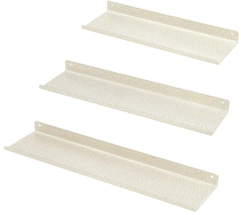Uten Mensole da parete, mensole sospese in metallo, set da 3, mensole da parete per libri, decorazioni, soggiorno, camera da letto, bagno, cucina, Bianco con strisce d'oro
