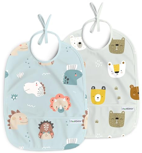 Nombear Wasserdichtes Lätzchen für Baby 6-12 Monate, 2 Packungen - Beikost Baby Zubehör, Babylätzchen für BLW
