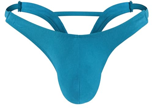 JFAN Perizoma Uomo Jockstrap Intimo Vita Bassa Perizomi G-String e Tanga Classico da Uomo Confortevole Slip Tanga String Thong Sospensorio Maschile Traspirante,Blu Zaffiro