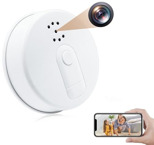 sakalaka Wifi Spy Hidden Camera Smoke Detector, 1080P HD Wireless Video Camera Loop Recording, Motion Detection, Night Vision, Live Viewing, APP Remote Control, Indoor Home Security Nanny Cam