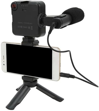 8KLANMMQ Professiol Smartphone Vlog fotograferingskit med ministativ telefonklämma fyllning mikrofon för videoinspelning levande selfie (färg: svart)