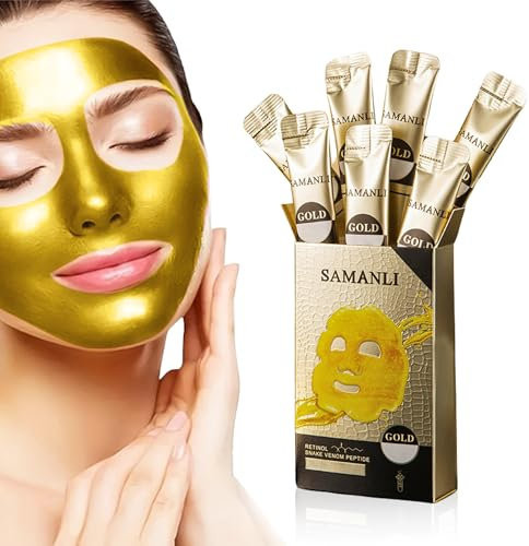 Samanli - Masque Visage Or au Rétinol (10 sachets) - Peptide de Venin de Serpent et Collagene – Anti-Rides et Raffermissant – Soin Hydratant aux Huiles Essentielles - Collagen Wrap Mask - Skincare