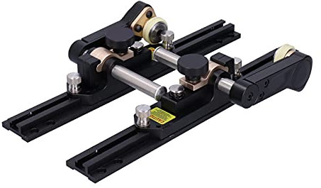 Marhynchus Table du Travail du Bois Scie à Couper L'outil de Poussée de Presse pour les Projets de Bricolage en Alliage en Aluminium Noir 14.96x6.30x2.95in avec 2 Rouleaux Poussants et Manuel Anglais