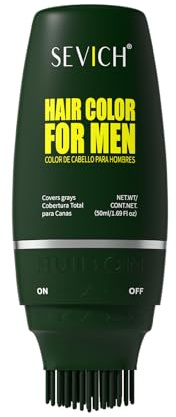 Sevich Colore per capelli per uomini, copertura dei capelli grigi, formula vegetale naturale con pennello applicatore, senza ammoniaca e perossido, ritocco rapido e semplice delle radici dei capelli