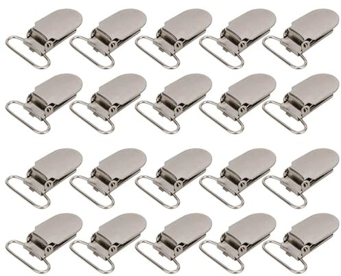 20PCS Clip per bretelle per ciuccio, clip per supporto in metallo Morsetti per ciuccio in metallo Bretella a scatto per vestiti Decorazione Progetto artigianale