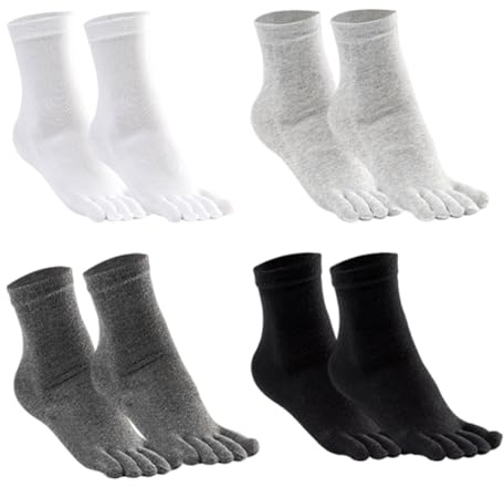 CATZUM 4 Paia Calzini a Cinque Dita Uomo, Calzini in Cotone Traspirante (80% Cotone), Ideali per Corsa, Tennis, Basket, Escursionismo, Ciclismo e Uso Quotidiano (Taglia 39-45)