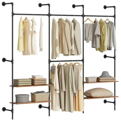 SoBuy Perchero de Pared con 4 Barras y 4 Estantes MDF 120kg, 265x48x220cm