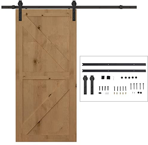 HOMCOM Binario per Porta Scorrevole Kit Accessori con Binario e Rulli Tappi in Stile Rustico Portata 90kg Acciaio al Carbone Nero