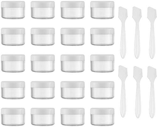 Toureal 15ml kleine Cremedose Leer (20 Stück) Kosmetikdose Plastik, Creme Dose Behälter für Kosmetik Tiegel (Weiß, mit Deckel)