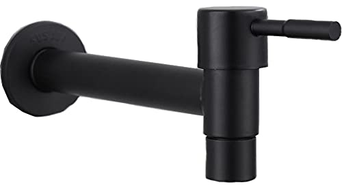Grifo Exterior, Grifo Agua Jardín, Grifo Fregadero, Grifería Lavabo, Acero Inoxidable Montado en la Pared Agua Ahorrada Grifo para Baño, Fregadero, Balcón, Cocina (Negro1)