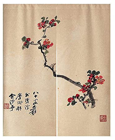 Hiseng Cortina de Puerta Japonesa Noren para Decoración del Hogar, Tapiz Cortina de Partición Dormitorio Kitchen Shop Restaurante Separador de Puerta (Flor de Ciruelo,90x180cm)