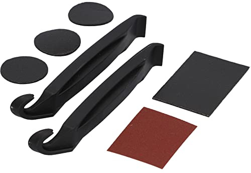 FISCHER Kit de reparación de neumáticos para Bicicleta con Parches rápidos, fácil de Usar, Ideal para Viajes, 7 Piezas, Color Negro