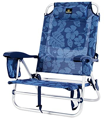 CREVICOSTA QUALITY MARK MARCAS DE CALIDAD - Coral 2108 - Silla de Playa Plegable con reposabrazos, 9 Posiciones y Nevera Trasera (Flowers)