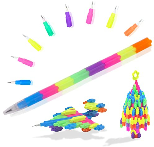 ICEPAPA, 64 Piezas Lápices Apilables, Perfecto para Regalos Divertidos y Cumpleaños de Niños, Colegio o Navidad (Barril de Lápiz Claro)