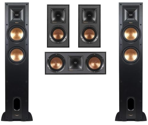 Klipsch Reference 5.0 Home Theater System - Bundle with 2X R-26FA Floorstanding Speaker, R-25C Center Channel Speaker, 2X R-41M Bookshelf Speaker