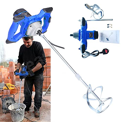 Paint Plaster Paddle Mixer Concrete Mixer Electric Cement 2600W Mixer Mortar Mixing Tool Adhesives Resin Stirring Paddle Grout Mixing Drill Paddle with M14 Stirring Rod, Adjustable 6 Speed