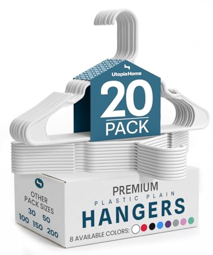 Utopia Home Plastic Hangers 20 Pack – Space Saving Clothes Hanger White