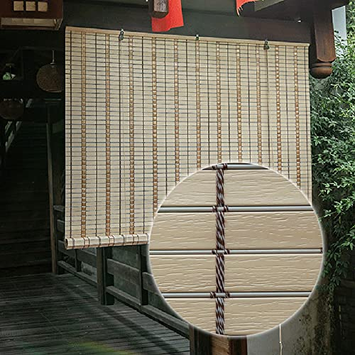 V3VOGUE Rollo Bambus Rollo Jalousine Aus PVC-Material, Breite 50-150cm, wasserdichte Und Schimmelresistente Rollos Für Außenbereich Pavillon Garten, Fenster Sichtschutz Rollos