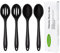 Silicone Cooking Spoons, 4 Pack Non Stick Solid Spoon Slotted Spoon Heat Resistant Large Silicone Spoons, Dishwasher Safe, BPA Free Kitchen Spoon Set Cooking Utensil for Stirring, Mixing, Serving