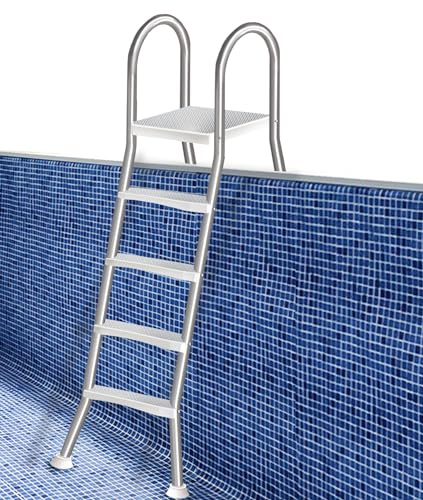 Errzom Scaletta per piscina a 4 gradini per piscina fuori terra, altezza 132 cm, stabile in acciaio inox fuori terra, scale per piscina gonfiabile, scale doppie laterali per piscina