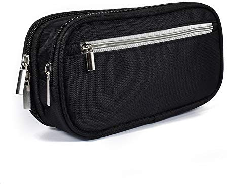MSIHEY Estuche Escolar Estuches de Lápices de Gran Capacidad Estuche Neceser Maquillaje para Organizador de Papelería con 3 Compartimentos Niñas Niños Adolescentes Estudiantes Adultos(Negro)