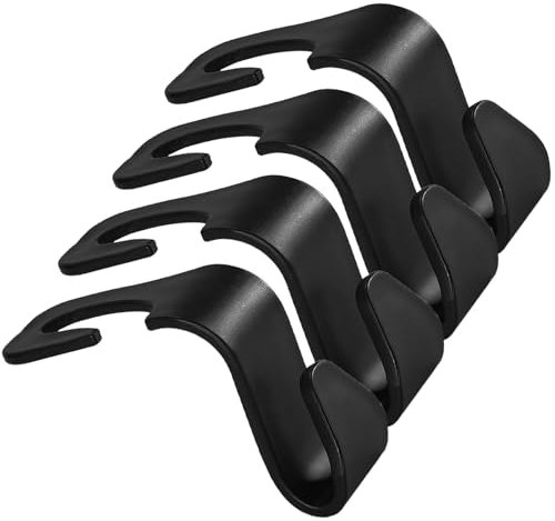 4 Piezas Accesorios para el Coche,Ganchos para Auto,Gancho para Reposacabezas de Coche,Gancho de Asiento Trasero de Coche,Adecuado para Bolsos,Bolsas de la Compra y Ropa(Negro)