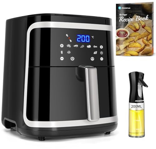 Aigostar Air Fryer XXL 7 Litres/2Kg, Friteuse Sans Huile avec Double Panier Indépendant, Technologie Rapid Air, 8 Programmes, Fonction Maintien au Chaud, Application de Recettes/Livre de Recettes