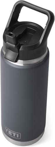 YETI Rambler C Straw Bottle, Stainless Steel Vacuum Insulated Bottle with Leakproof Straw Cap, Charcoal, 18 oz (532 ml)