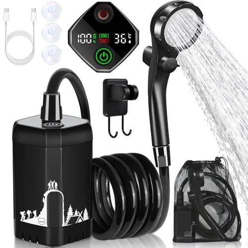 7800mAh Upgrade Portable Camping Shower with Digital Display & Temperature