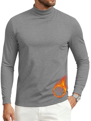 PINSPARK T-Shirt de Sport pour Homme, col roulé, Polaire,Manches Longues, Shirt Fonctionnel, séchage Rapide, t-Shirt d'entraînement de Fitness, sous-vêtements de Ski, Shirts Thermique