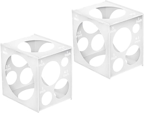 Healifty Boîte de Mesure de Ballons Outil de Calibrage Précis 11 Trous en Pvc Blanc Lot de 2 Pièces pour Accessoires Fête Anniversaire et Décoration Événementielle