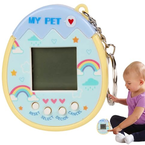 Console virtuelle portable pour animaux de compagnie : jouet de jeu numérique classique des années 90, appareil compact de pixels rétro, écran LCD interactif avec effets sonores | Mini jouet virtuel