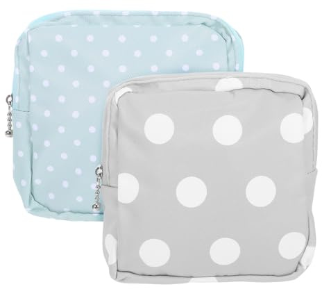 Sanitary Napkin Storage Bag Pocket Size 2pcs Oxford Cloth Dots | Pad Holder Period, Reusable Lightweight Pouch for Teen Girls Women Travel Kit