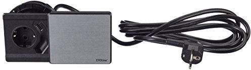 Schulte 1592 7000 3300 EVOline Square 80 Schuko mit USB-Charger Edelstahl