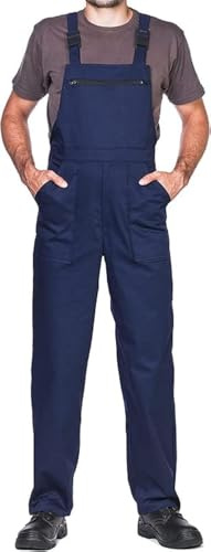 MAZALAT work wear Pantalones con Peto de Trabajo para Hombre, Made in EU, Mono de Trabajo, Azur, Blanco, Rojo, Verde, Negro