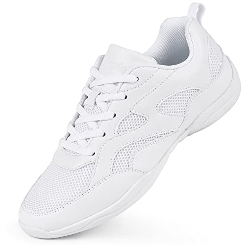 Smapavic Cheer Shoes for Women White Cheerleading Dance Shoes Training Athletic Comfortable Sneakers Size 8.5