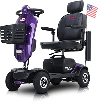 Metro Mobility - 2026 New 4 Wheel Outdoor Mobility Scooter - Adult Mobility Scooter 300 lbs Foldable - Battery - 12V20AH*2pcs, Max Range 16 Miles (Purple)