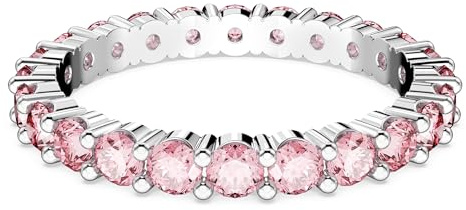 Swarovski Matrix Ring, Rhodinierter Damenschmuck mit Rosa-violetten, Strahlenden Kristallen
