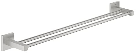GROHE Start Cube - Doppel- Badetuchhalter (Stichmaß: 600mm, verdeckte Befestigung, Material: Metall), supersteel, 41104DC0