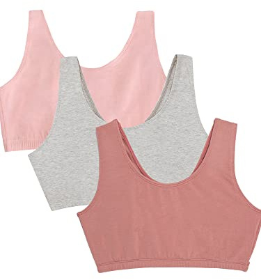 Fruit of The Loom Womens Built Up Tank Style Sports Bra, Heather Grey/Dusk/Blushing Rose, 40 US