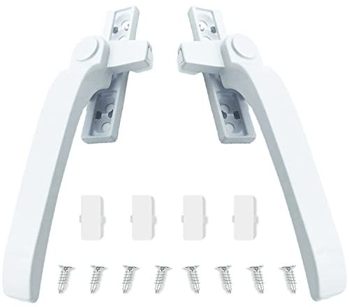Lot de 2 poignées de fenêtre de rechange universelles gauche et droite - Vitrage blanc - Quincaillerie de fenêtre à battant en aluminium