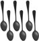 Juwacoo 6 Stück Schwarze Mini Edelstahl Kuchen Espressolöffel, Müslilöffel, Teelöffel, Mokkalöffel für Dessert, Spülmaschinenfest