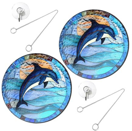 SUPVOX 1ensemble Pendentif Décoratif Acrylique Forme De Dauphin Attrape-Soleil à Suspendre pour Fenêtre Et Jardin
