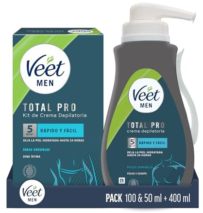 Veet Men Kit de Depilación para Zonas Íntimas del Cuerpo, 100 ml + 50 ml, + Veet Men Crema Depilatoria Corporal para Hombre, 400ml
